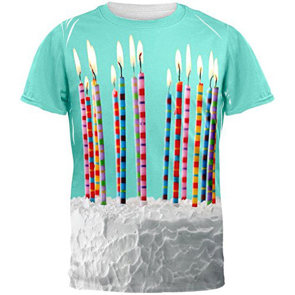 Birthday Cake All Over Adult T-Shirt Men's T-Shirts Old Glory 2XL Multi 