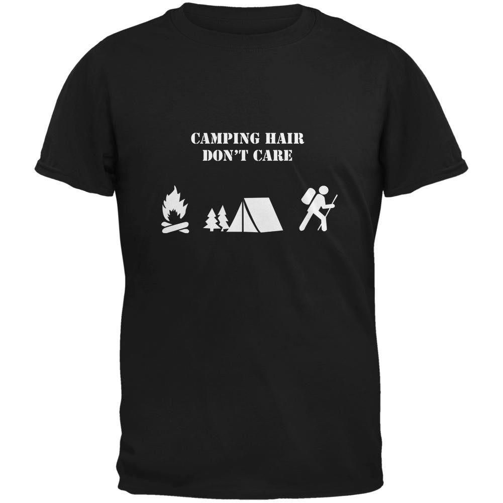 Camping Hair Don't Care Black Adult T-Shirt Men's T-Shirts Old Glory 2XL Black 