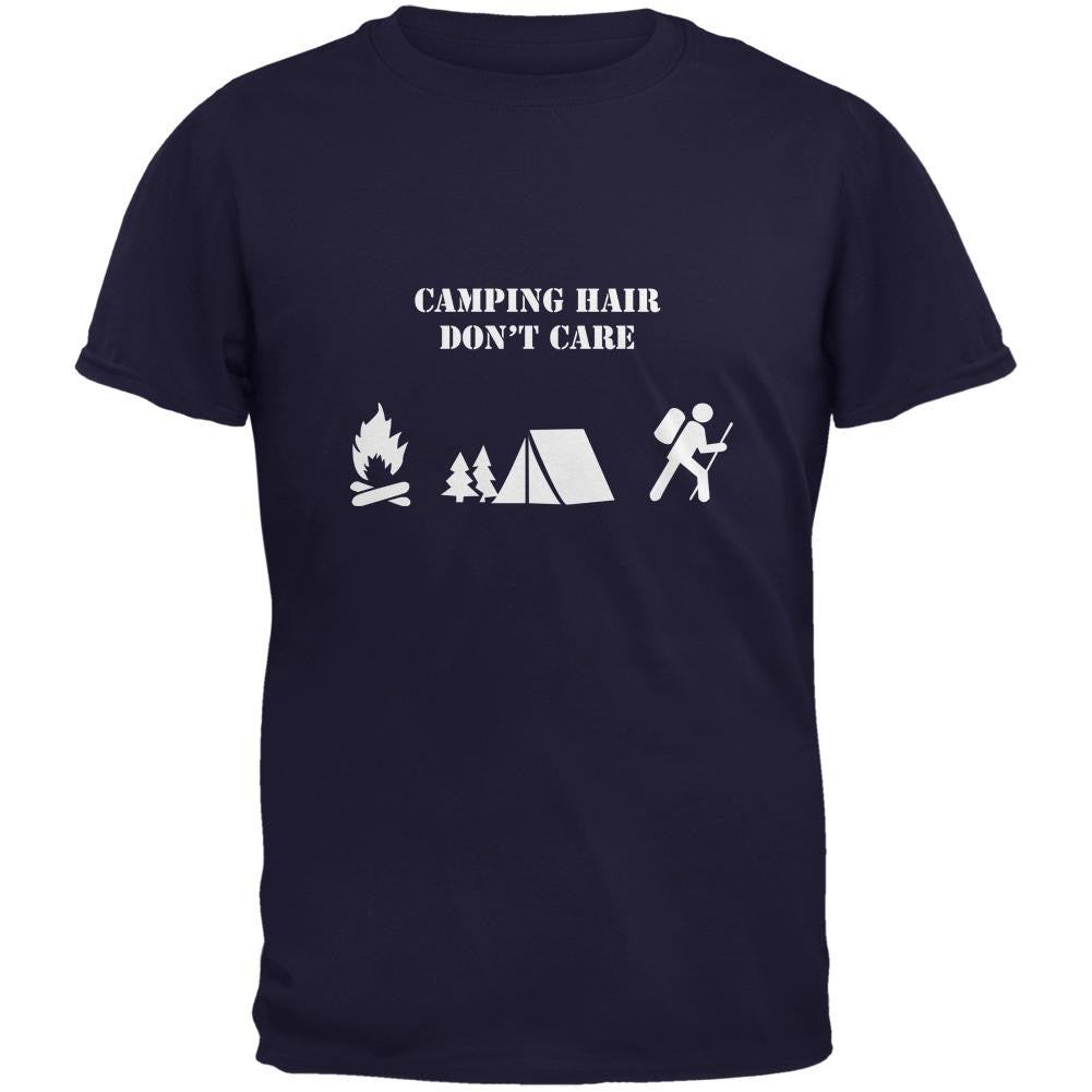 Camping Hair Don't Care Navy Adult T-Shirt Men's T-Shirts Old Glory 2XL Blue 