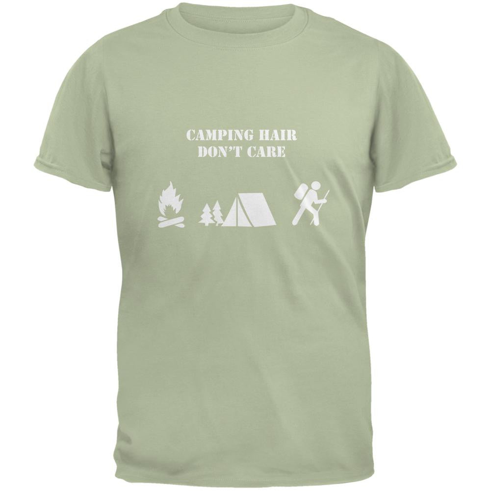 Camping Hair Don't Care Serene Green Adult T-Shirt Men's T-Shirts Old Glory 2XL Green 