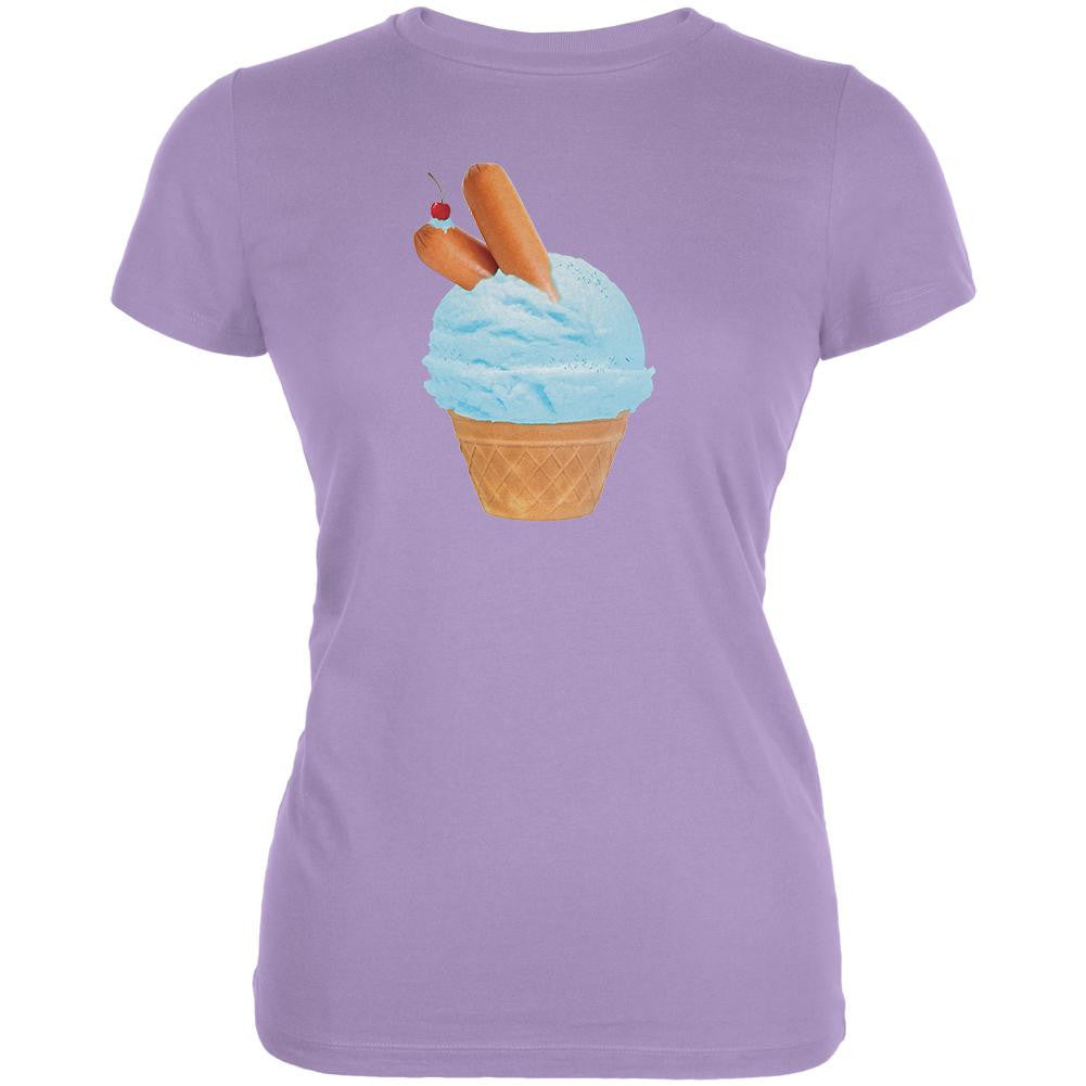 Ice Cream Cone Hot Dog Lavender Juniors Soft T-Shirt Juniors T-Shirts Old Glory LG Purple 