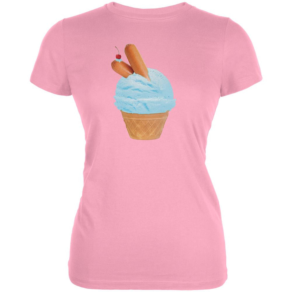 Ice Cream Cone Hot Dog Light Pink Juniors Soft T-Shirt Juniors T-Shirts Old Glory LG Pink 