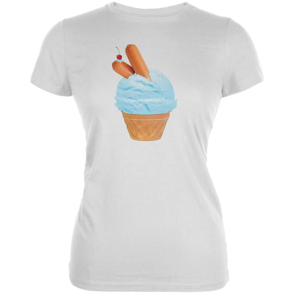 Ice Cream Cone Hot Dog White Juniors Soft T-Shirt Juniors T-Shirts Old Glory 2XL White 