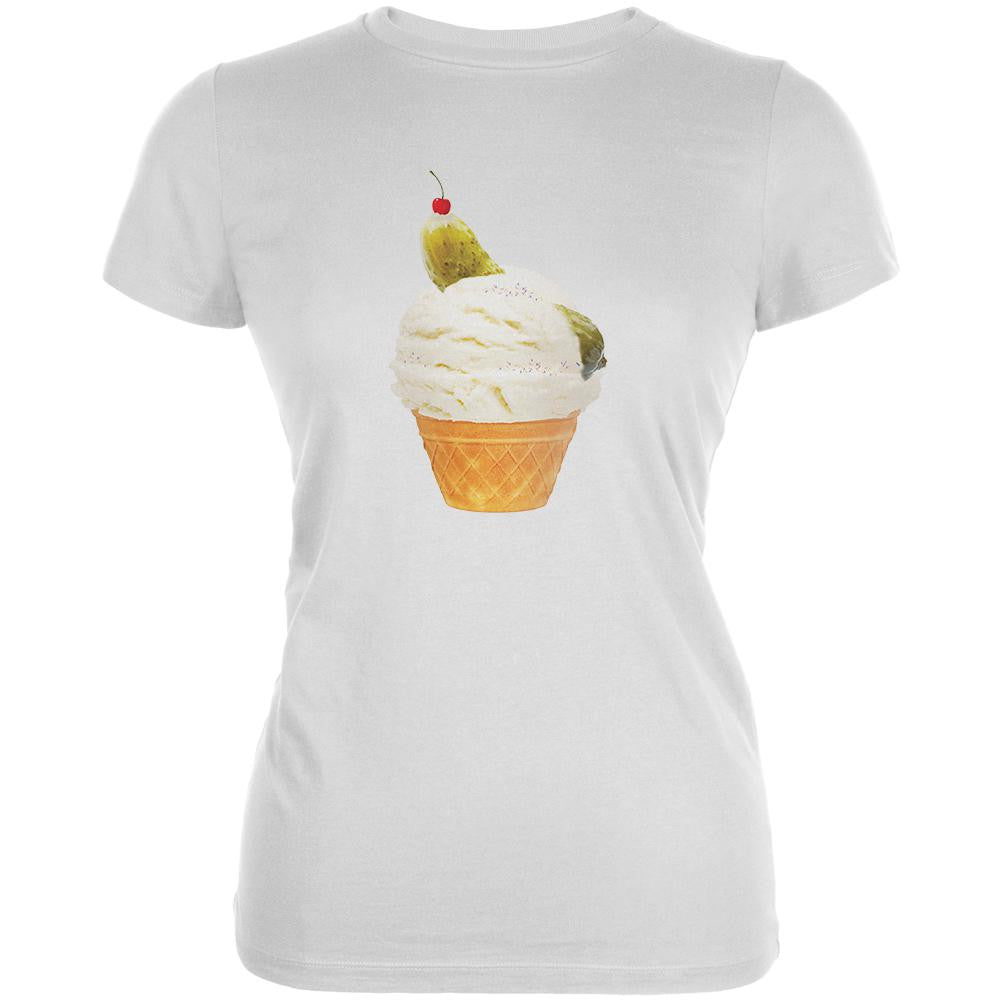 Ice Cream Cone Pickle White Juniors Soft T-Shirt Juniors T-Shirts Old Glory 2XL White 