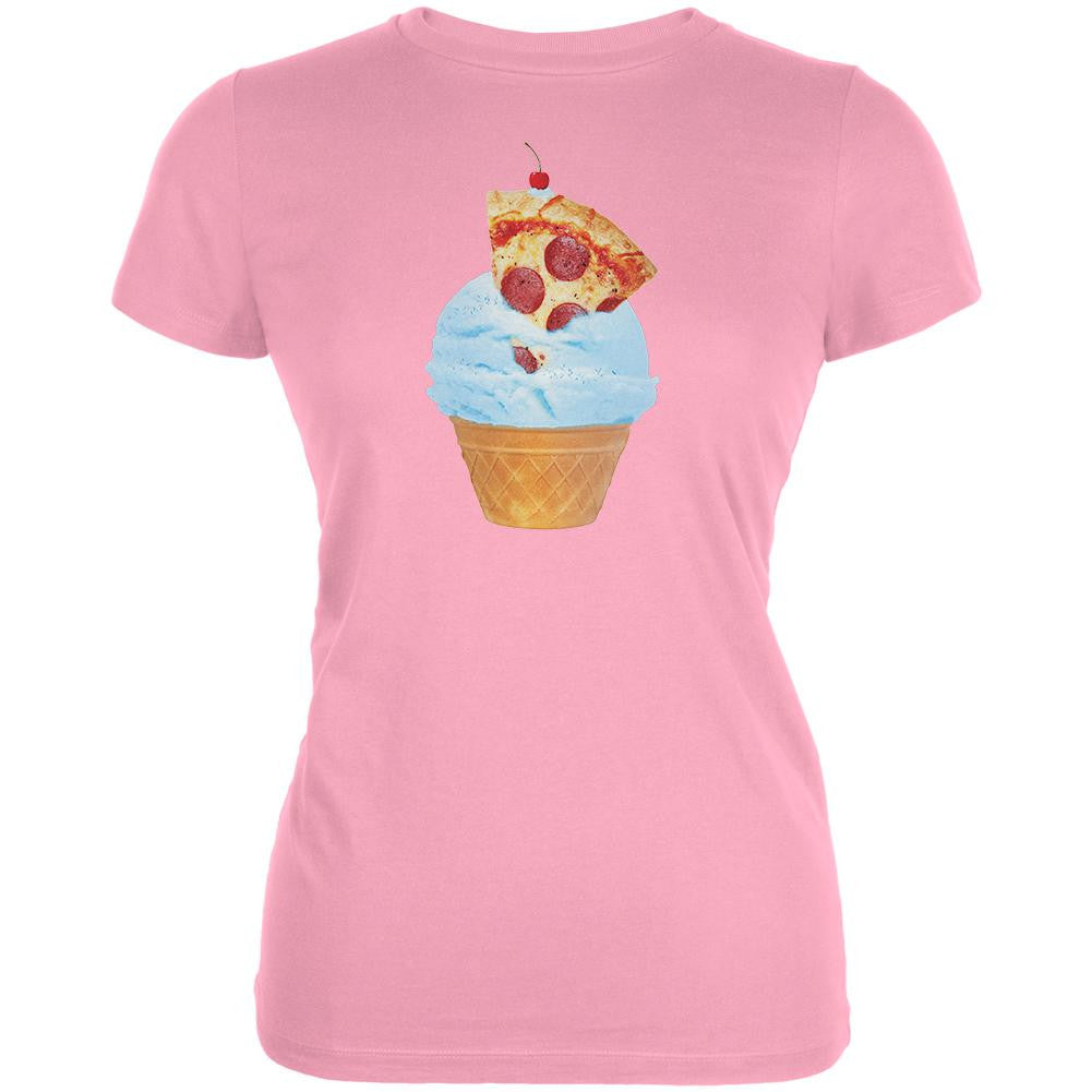 Ice Cream Cone Pizza Light Pink Juniors Soft T-Shirt Juniors T-Shirts Old Glory LG Pink 