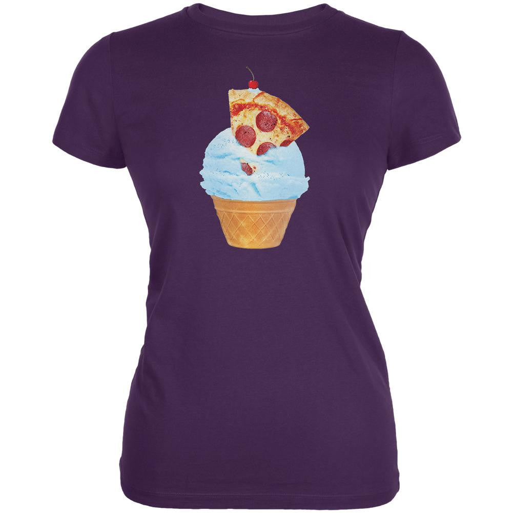 Ice Cream Cone Pizza Purple Juniors Soft T-Shirt Juniors T-Shirts Old Glory 2XL Purple 