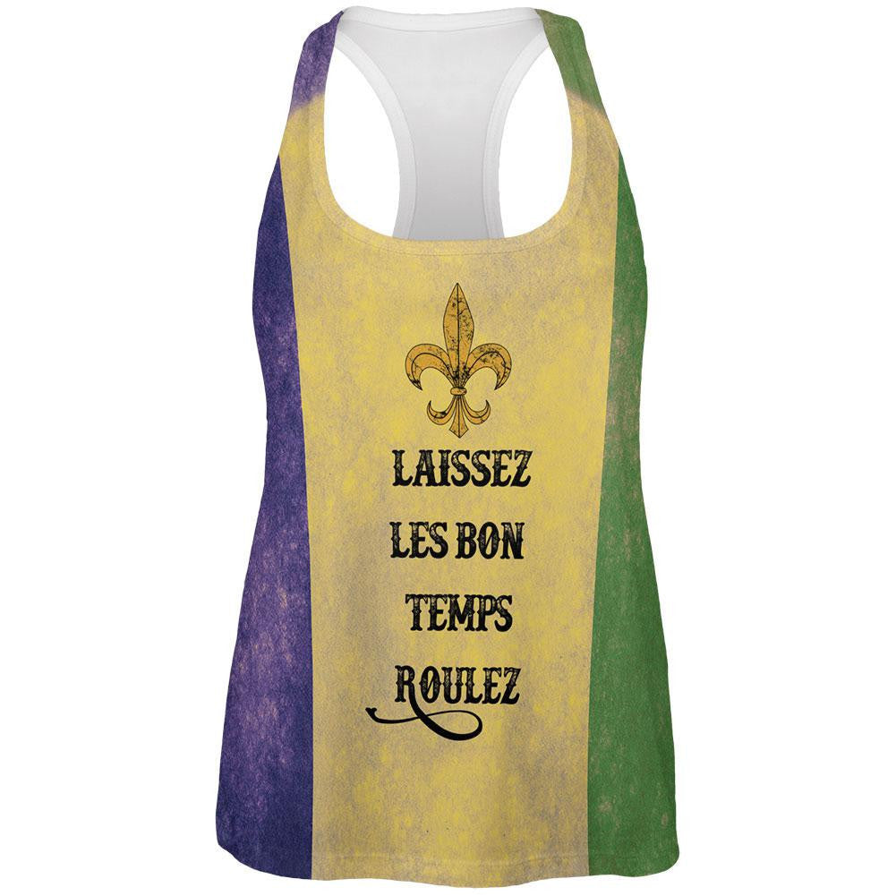 Mardi Gras LAISSEZ ROULEZ All Over Womens Racerback Tank Top Women's Tank Tops Old Glory 2XL Multi 