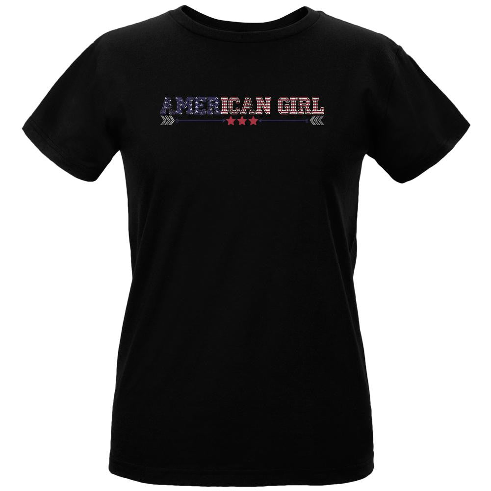 American Girl Black Womens Organic T-Shirt Women's T-Shirts Old Glory LG Black 