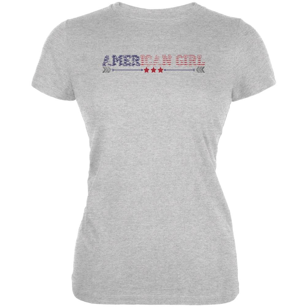 American Girl Heather Grey Juniors Soft T-Shirt Juniors T-Shirts Old Glory 2XL Grey 