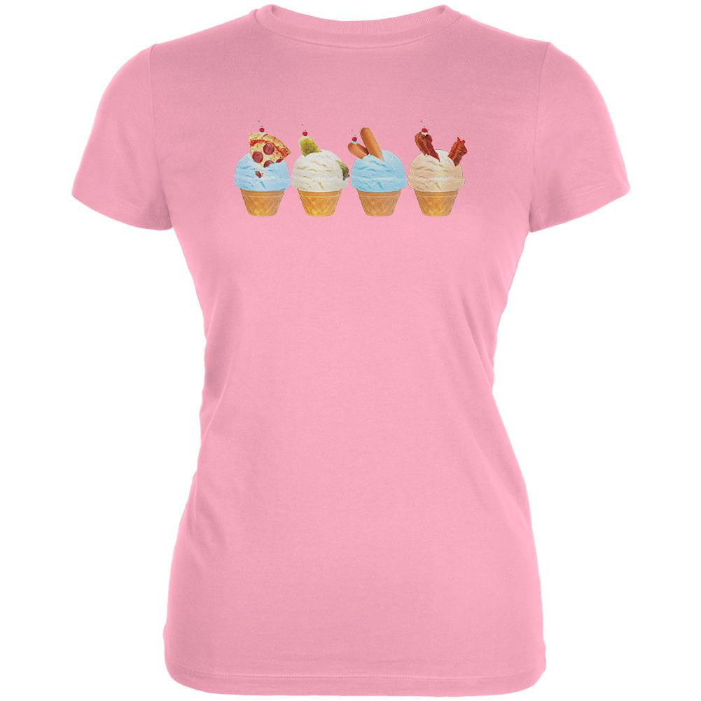 Ice Cream Cone Food Light Pink Juniors Soft T-Shirt Juniors T-Shirts Old Glory LG Pink 