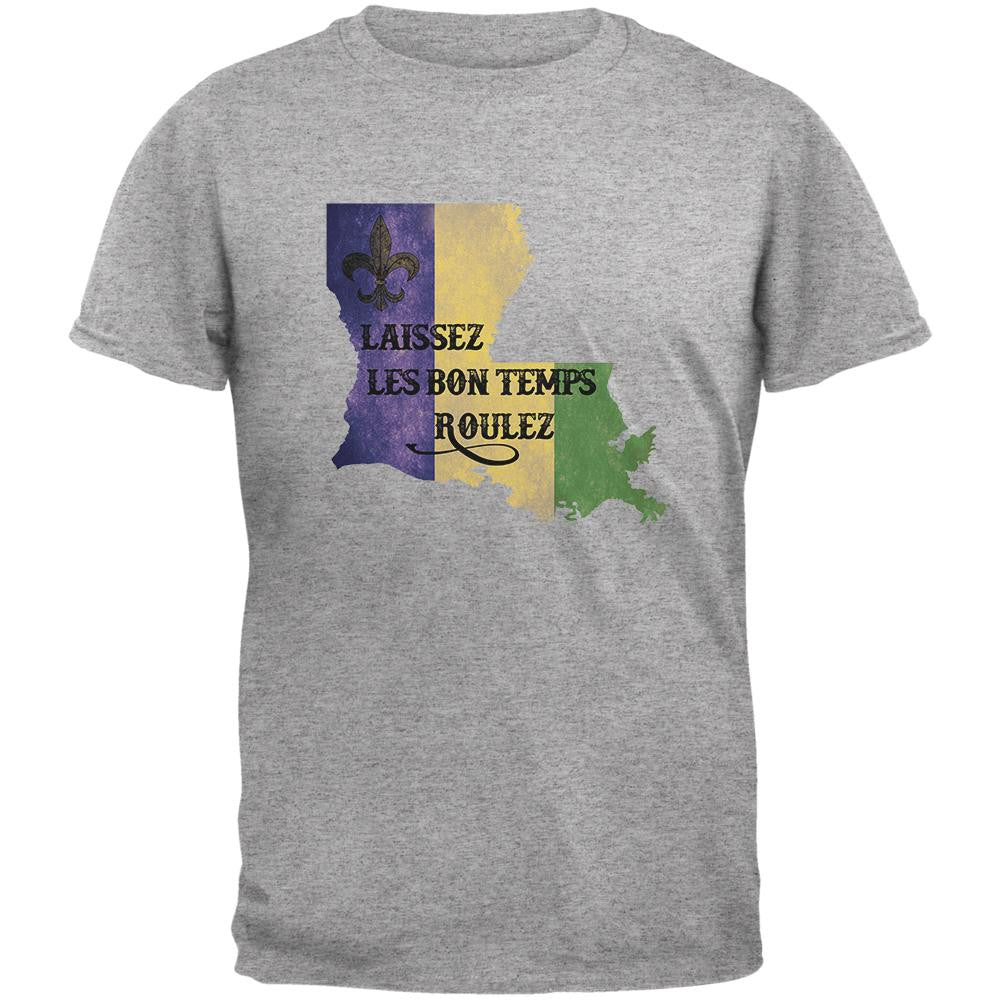 Laissez Les Bon Temps Roulez Heather Grey Adult T-Shirt Men's T-Shirts Old Glory 2XL Grey 