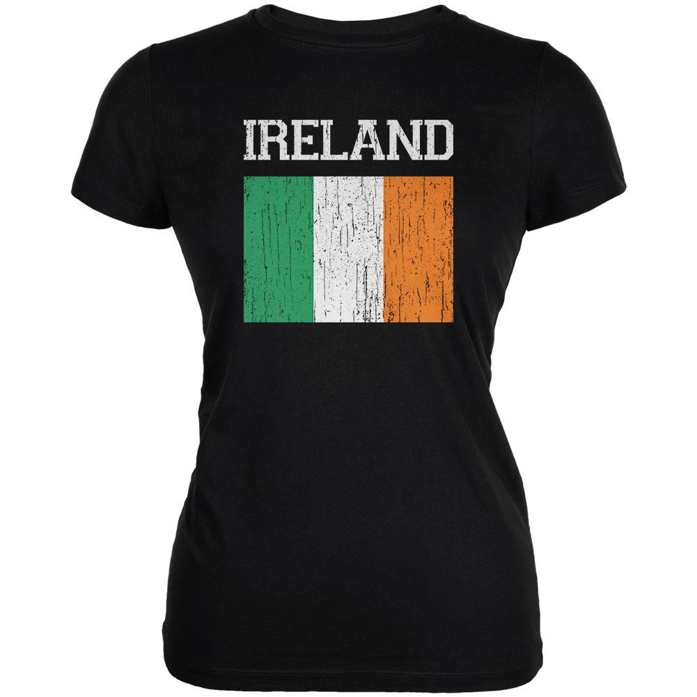 World Cup Distressed Flag Ireland Black Juniors Soft T-Shirt Juniors T-Shirts Old Glory 2XL Black 