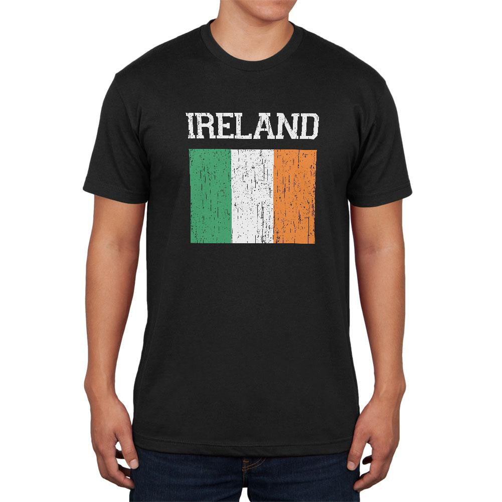 World Cup Distressed Flag Ireland Black Soft Adult T-Shirt Men's T-Shirts Old Glory 2XL Black 