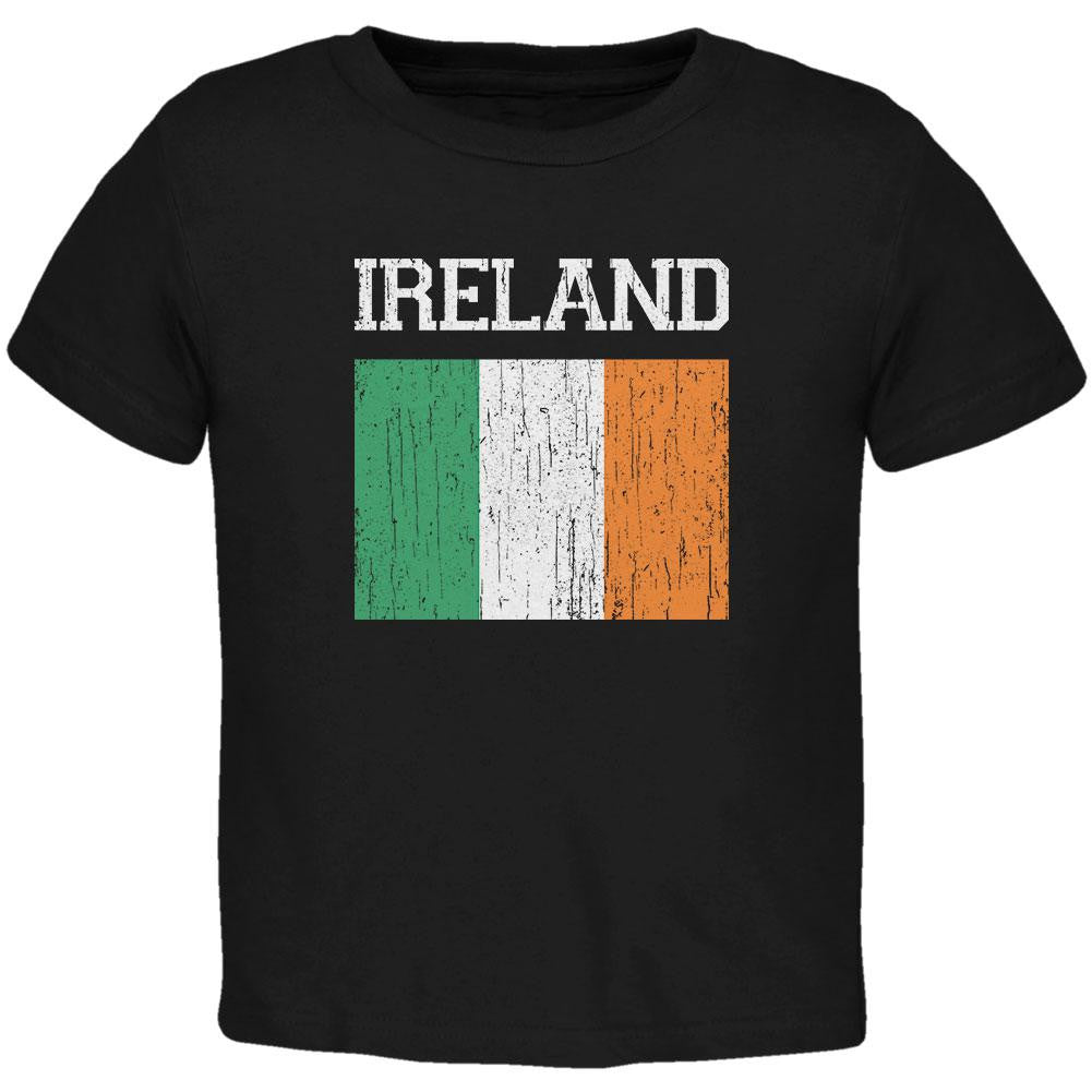 World Cup Distressed Flag Ireland Black Toddler T-Shirt Toddler T-Shirts Old Glory 2T Black 