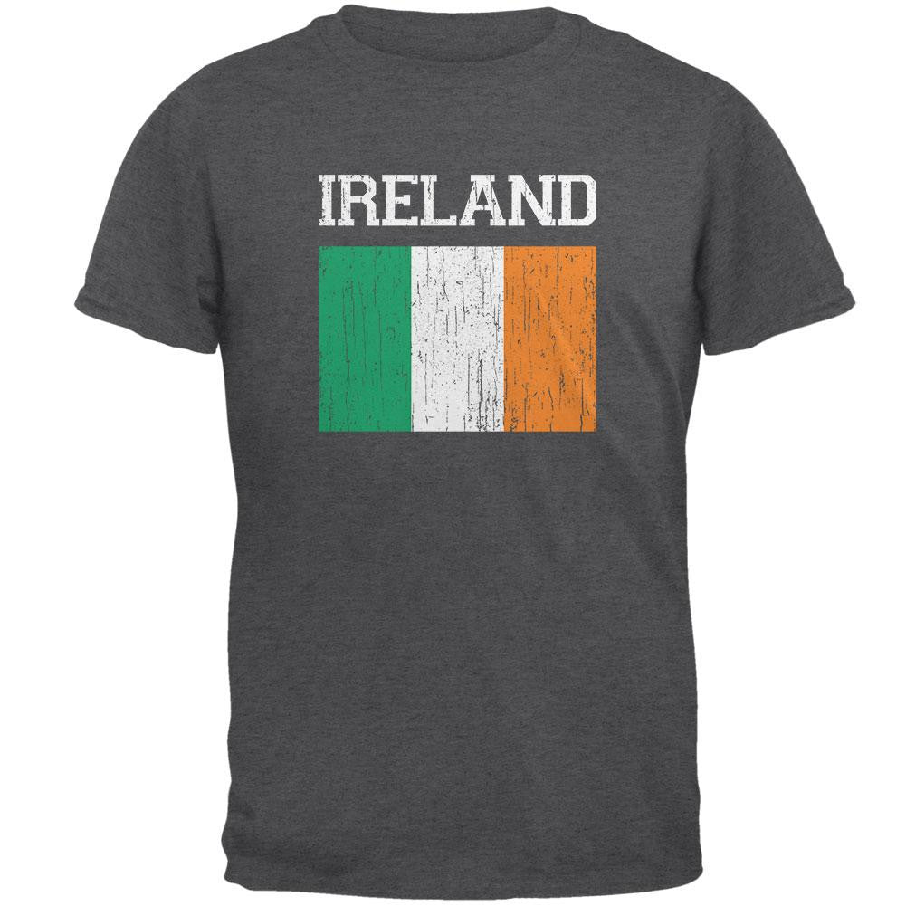 World Cup Distressed Flag Ireland Dark Heather Adult T-Shirt Men's T-Shirts Old Glory 2XL Grey 