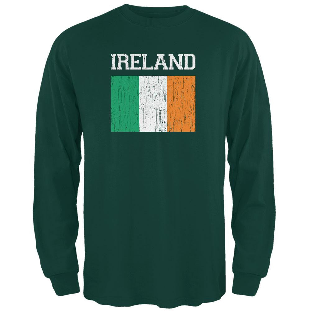 World Cup Distressed Flag Ireland Forest Adult Long Sleeve T-Shirt Men's Long Sleeves Old Glory 2XL Green 