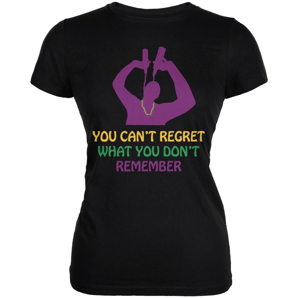 Can't Regret Mardi Gras Black Juniors Soft T-Shirt Juniors T-Shirts Old Glory 2XL Black 