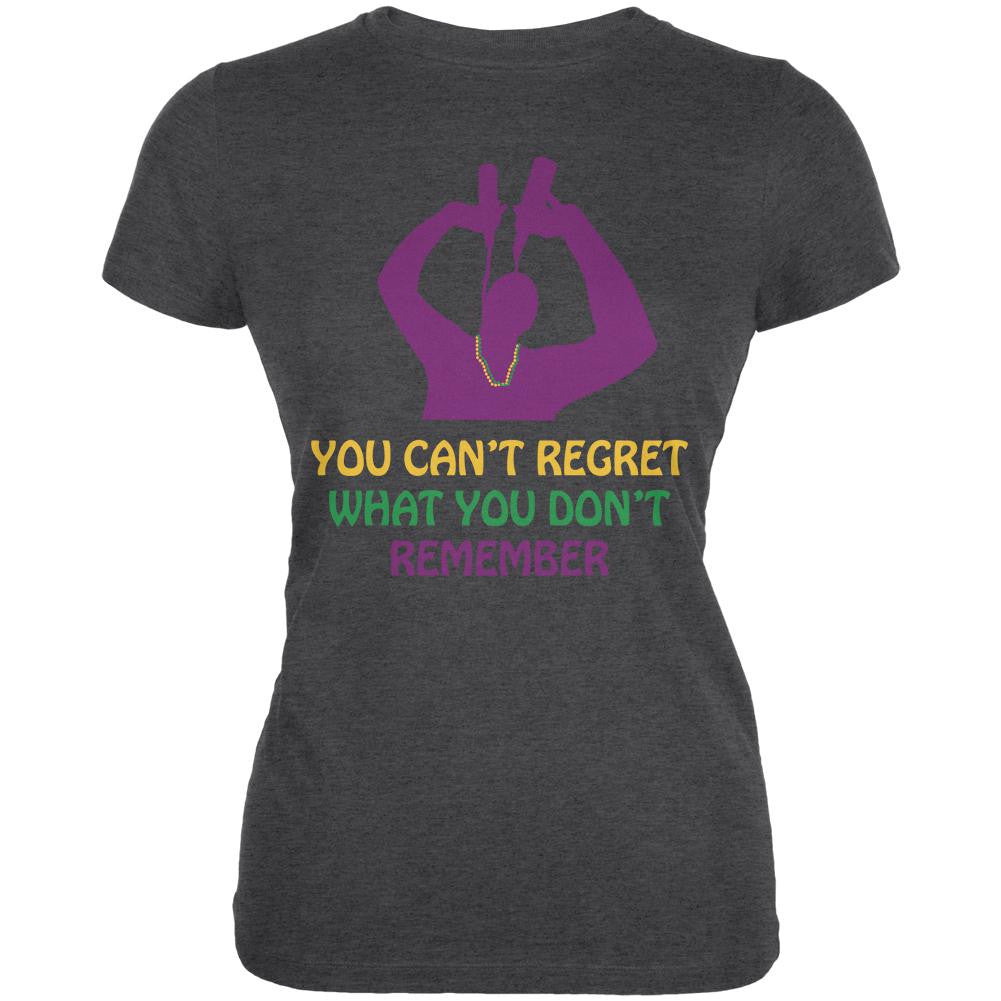 Can't Regret Mardi Gras Dark Heather Juniors Soft T-Shirt Juniors T-Shirts Old Glory 2XL Grey 