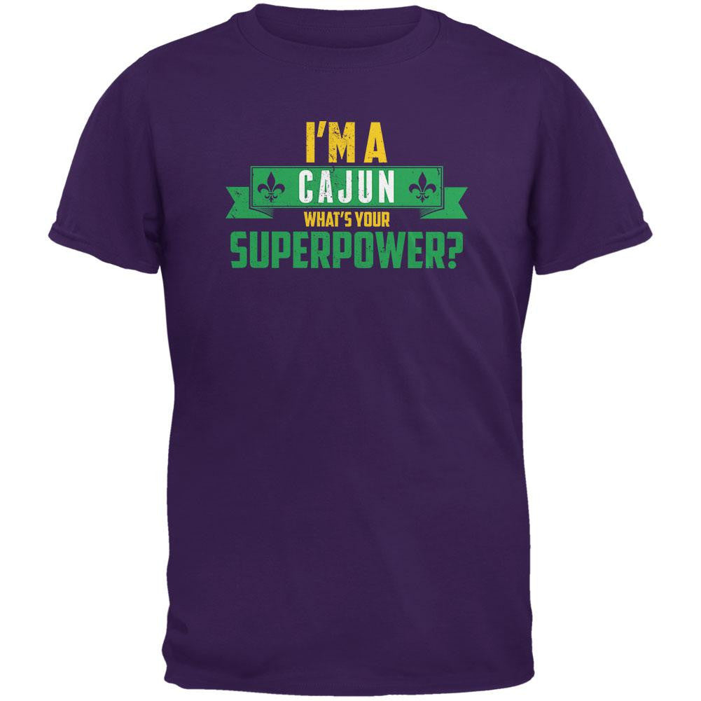 Mardi Gras I'm a Cajun What's Your Superpower Purple Youth T-Shirt Youth T-Shirts Old Glory LG Purple 