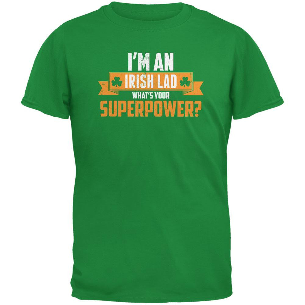 I'm an Irish Lad What's Your Superpower Irish Green Youth T-Shirt Youth T-Shirts Old Glory LG Green 