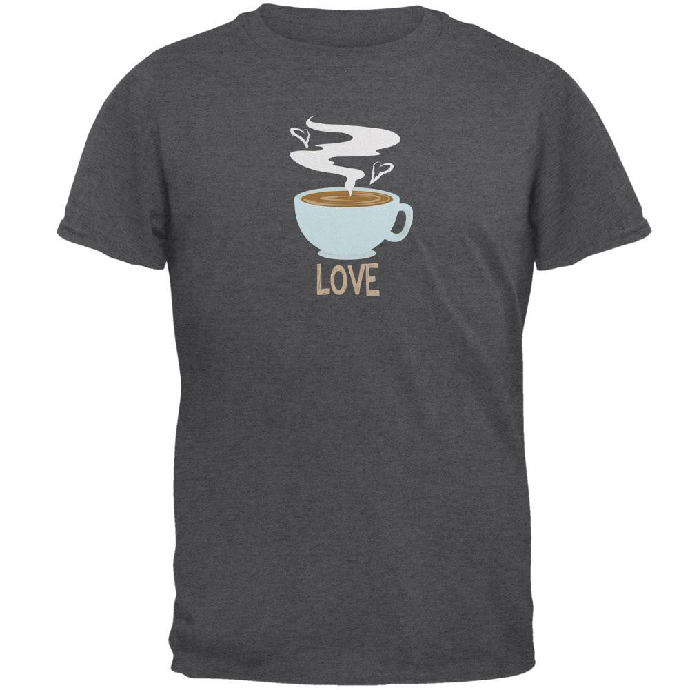 Love Coffee Dark Heather Adult T-Shirt Men's T-Shirts Old Glory 2XL Grey 