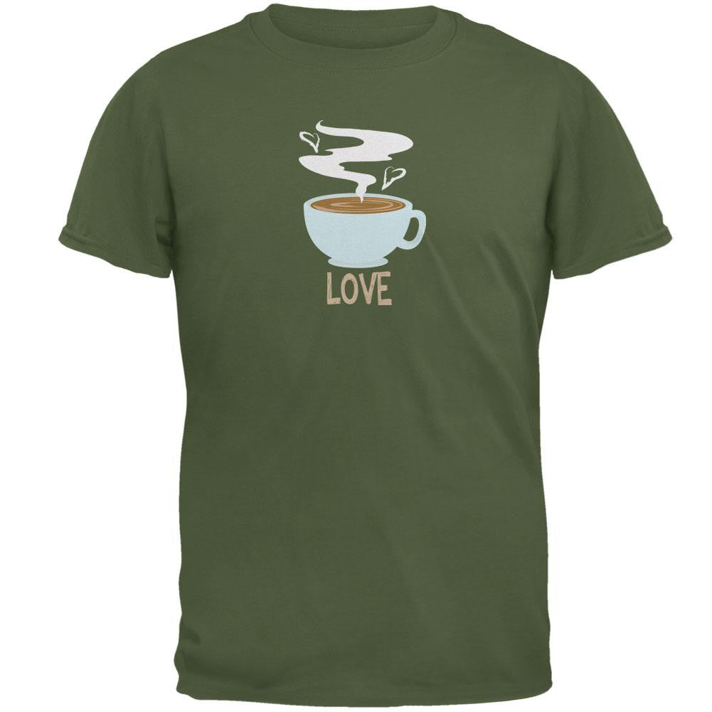 Love Coffee Military Green Adult T-Shirt Men's T-Shirts Old Glory 2XL Green 