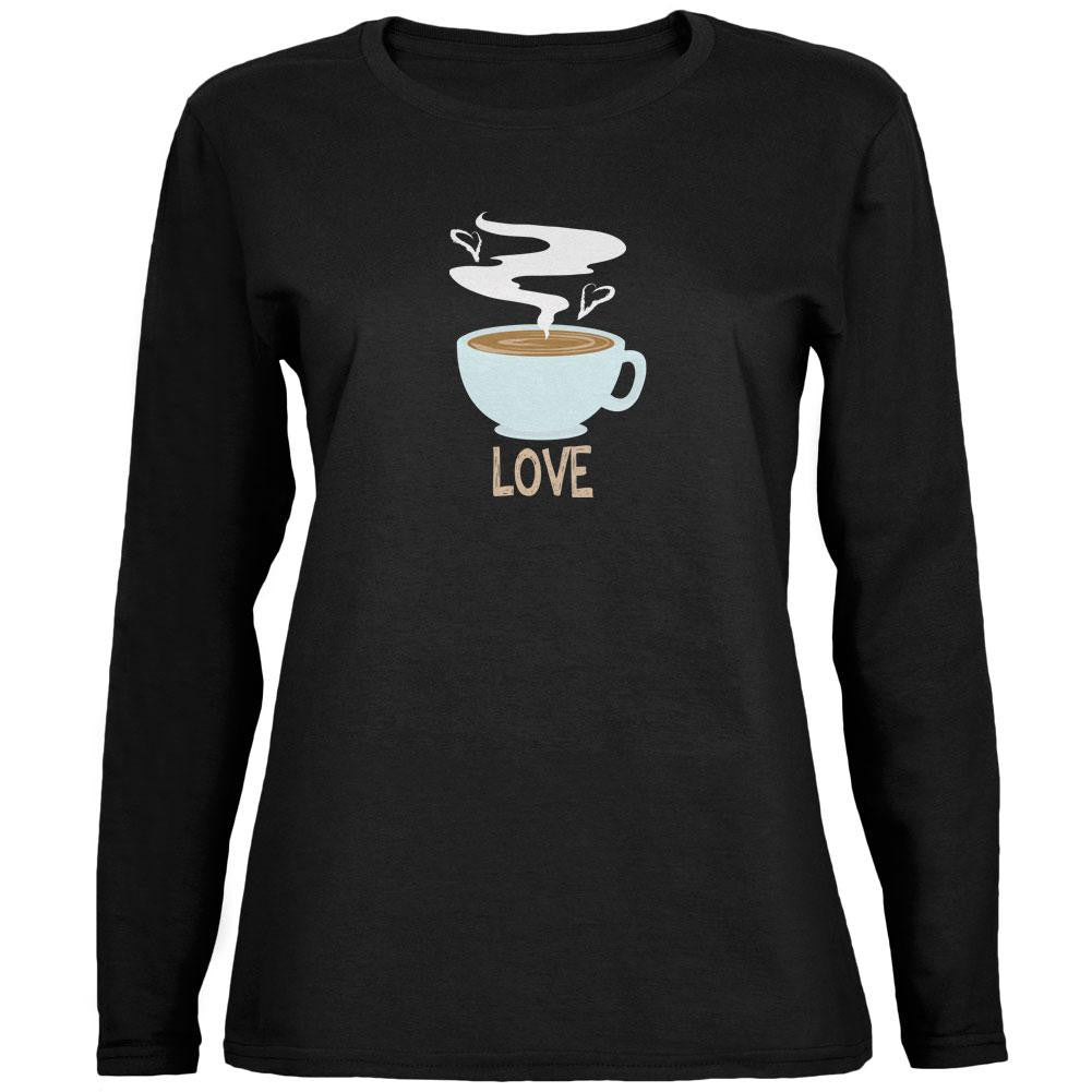 Love Coffee Black Womens Long Sleeve T-Shirt Women's Long Sleeves Old Glory 2XL Black 