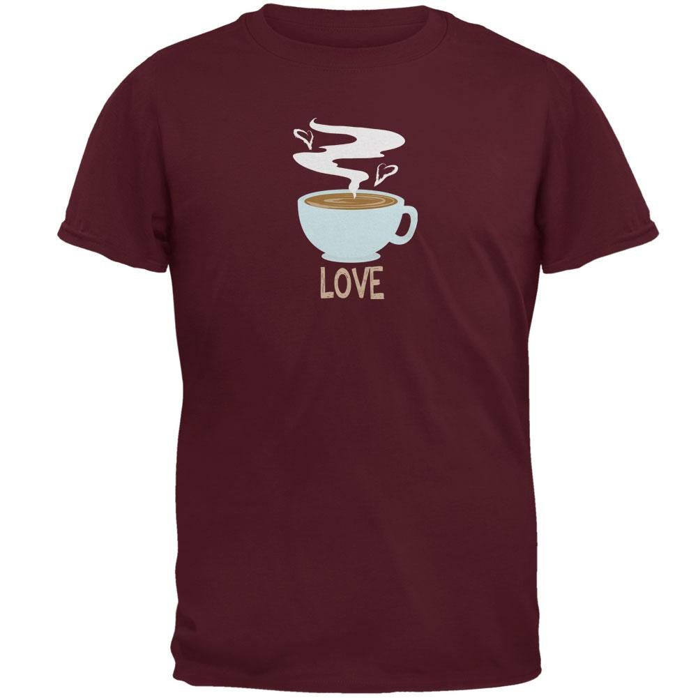 Love Coffee Maroon Adult T-Shirt Men's T-Shirts Old Glory 2XL Red 