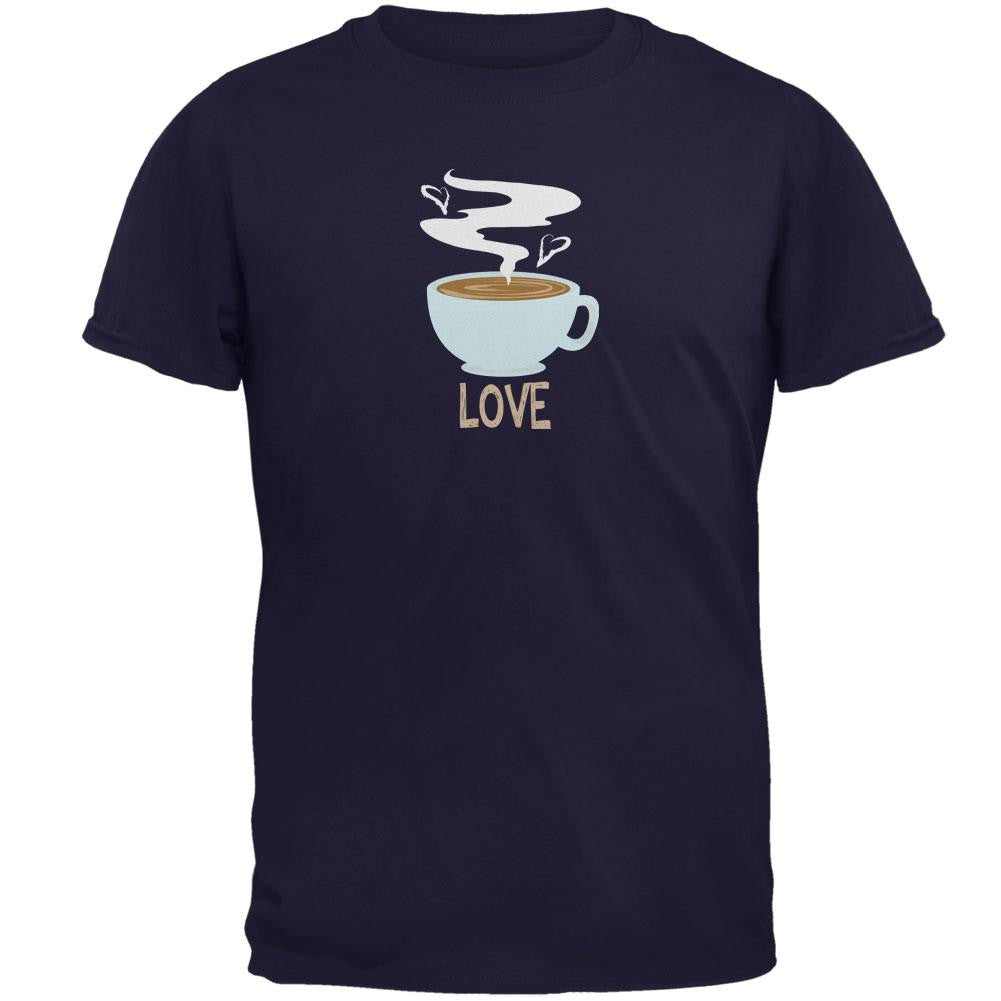 Love Coffee Navy Adult T-Shirt Men's T-Shirts Old Glory 2XL Blue 