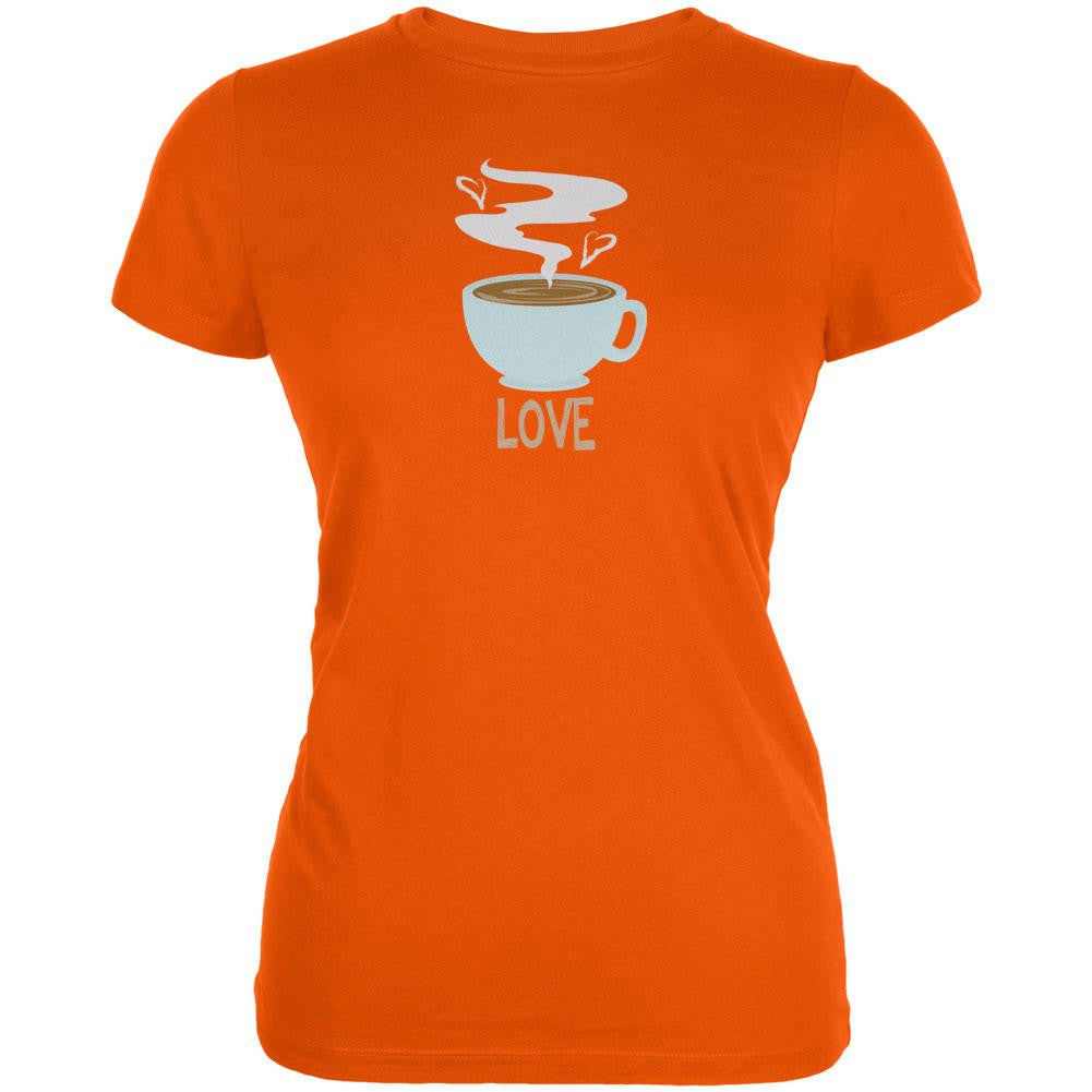 Love Coffee Orange Juniors Soft T-Shirt Juniors T-Shirts Old Glory 2XL Orange 