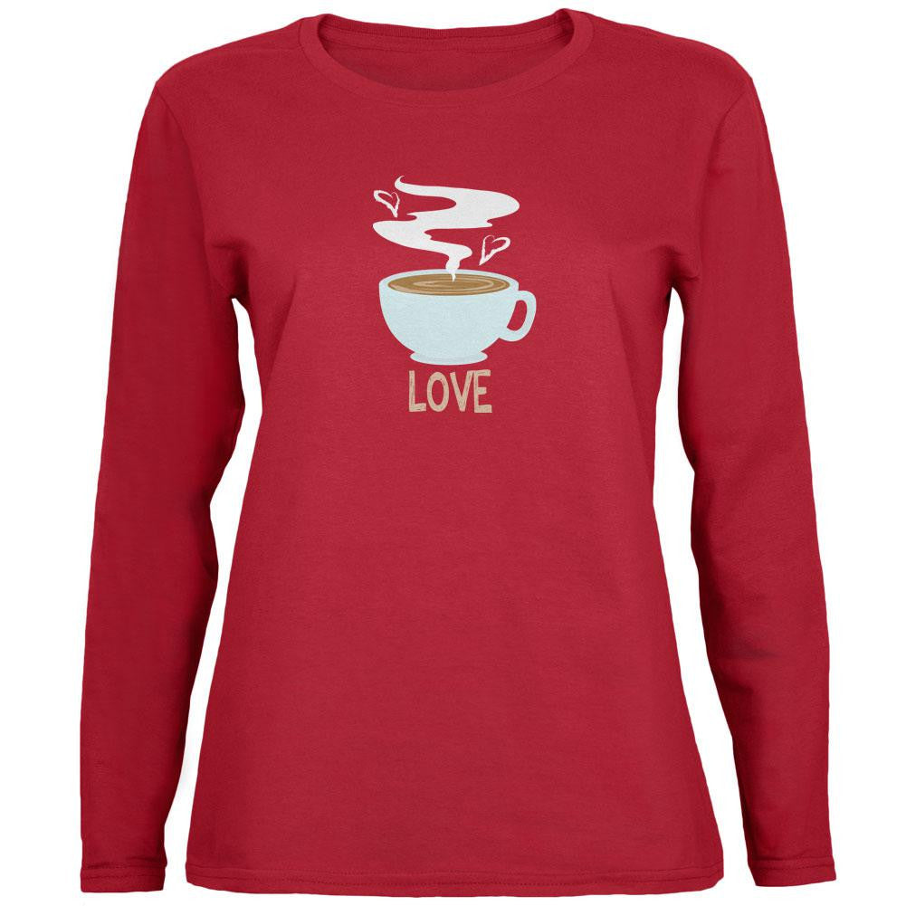 Love Coffee Red Womens Long Sleeve T-Shirt Women's Long Sleeves Old Glory 2XL Red 