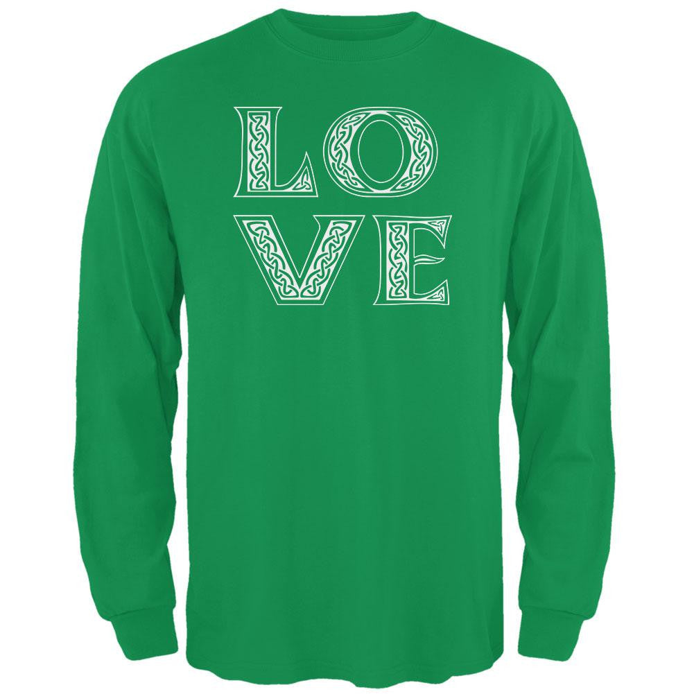 St. Patricks Day Celtic LOVE Irish Green Adult Long Sleeve T-Shirt Men's Long Sleeves Old Glory SM Green 