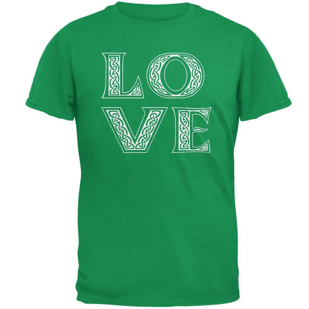 St. Patricks Day Celtic LOVE Irish Green Adult T-Shirt Men's T-Shirts Old Glory SM Green 