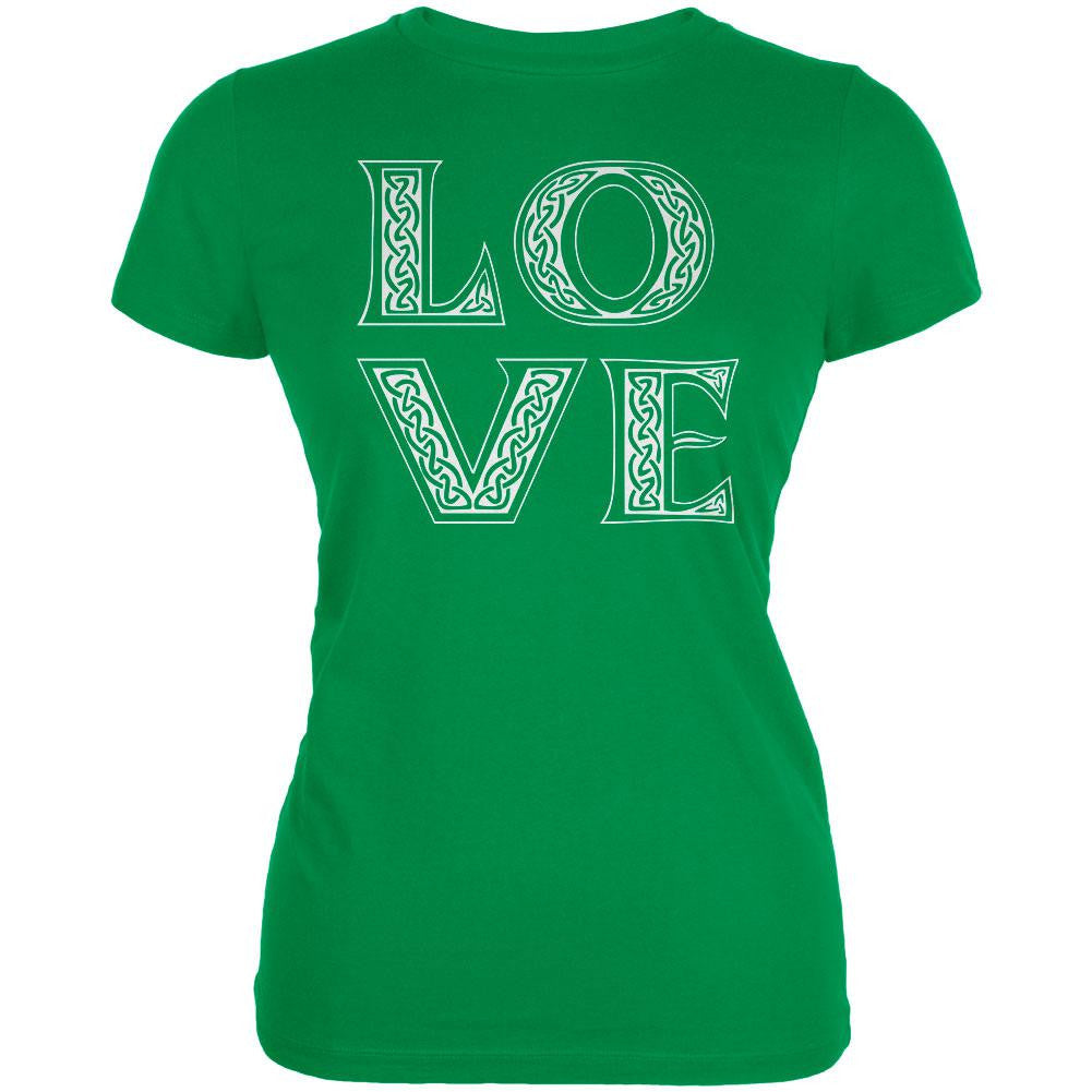 St. Patricks Day Celtic LOVE Irish Green Juniors Soft T-Shirt Juniors T-Shirts Old Glory SM Green 