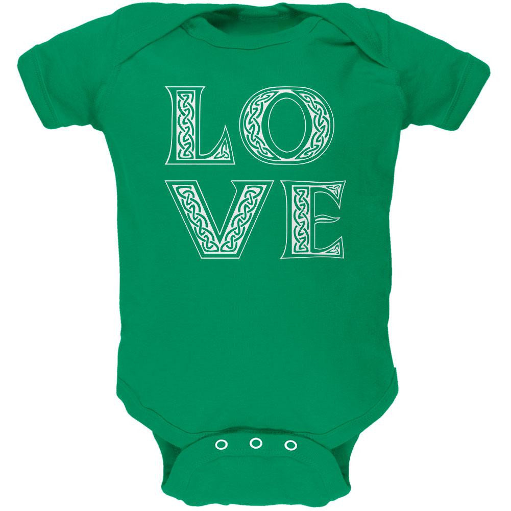 St. Patricks Day Celtic LOVE Kelly Green Soft Baby One Piece Baby One Piece Old Glory 0-3M Green 