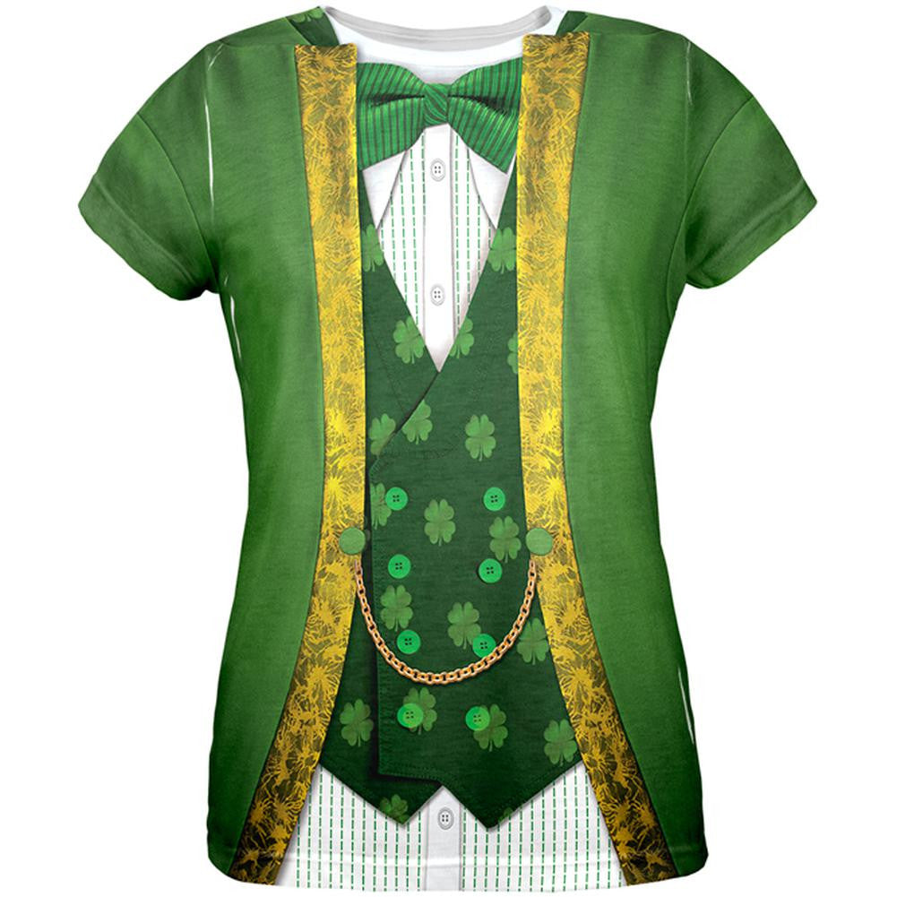 St. Patricks Day Leprechaun Costume All Over Womens T-Shirt Women's T-Shirts Old Glory SM Multi 