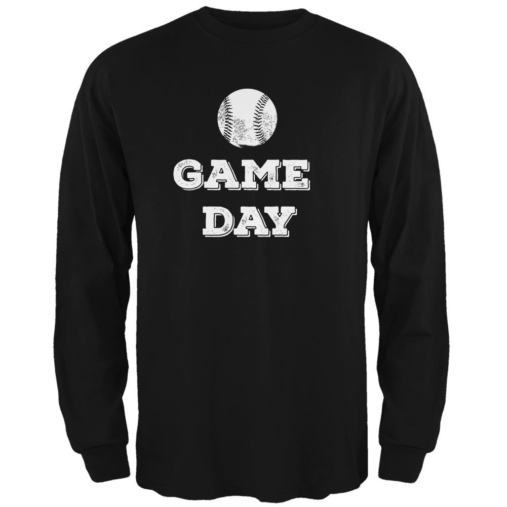 Game Day Baseball Black Adult Long Sleeve T-Shirt Men's Long Sleeves Old Glory 2XL Black 