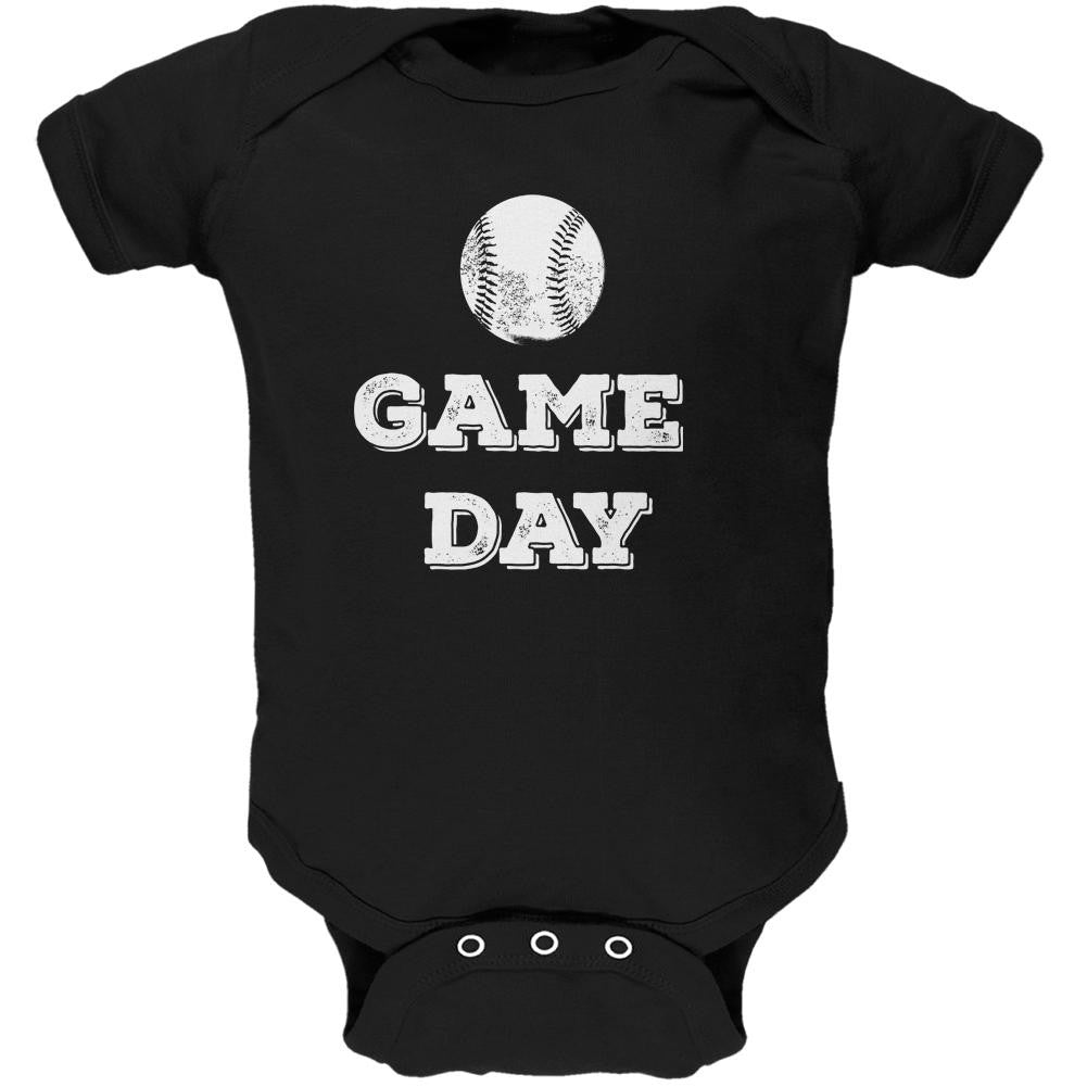 Game Day Baseball Black Soft Baby One Piece Baby One Piece Old Glory 0-3M Black 