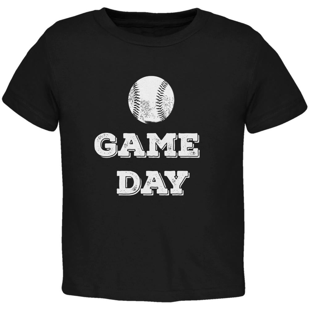 Game Day Baseball Black Toddler T-Shirt Toddler T-Shirts Old Glory 2T Black 