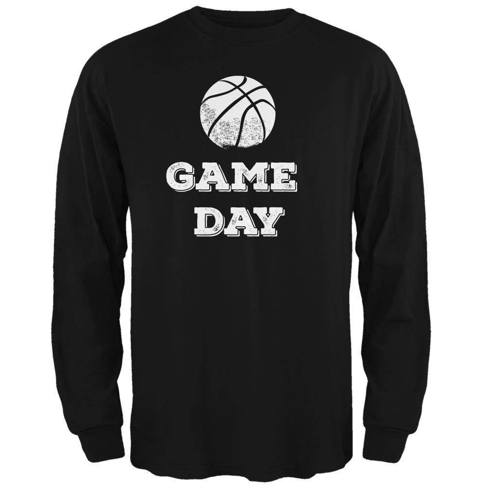 Game Day Basketball Black Adult Long Sleeve T-Shirt Men's Long Sleeves Old Glory 2XL Black 