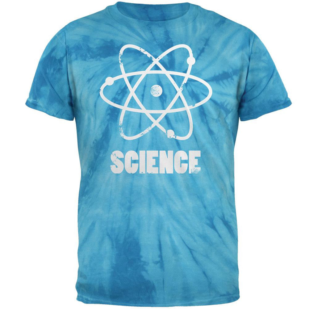 Atom Science Distressed Pinwheel Blue Tie Dye Adult T-Shirt Men's T-Shirts Old Glory 2XL Blue 