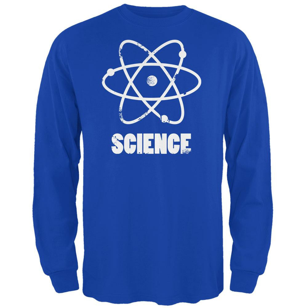 Atom Science Distressed Royal Adult Long Sleeve T-Shirt Men's Long Sleeves Old Glory SM Blue 