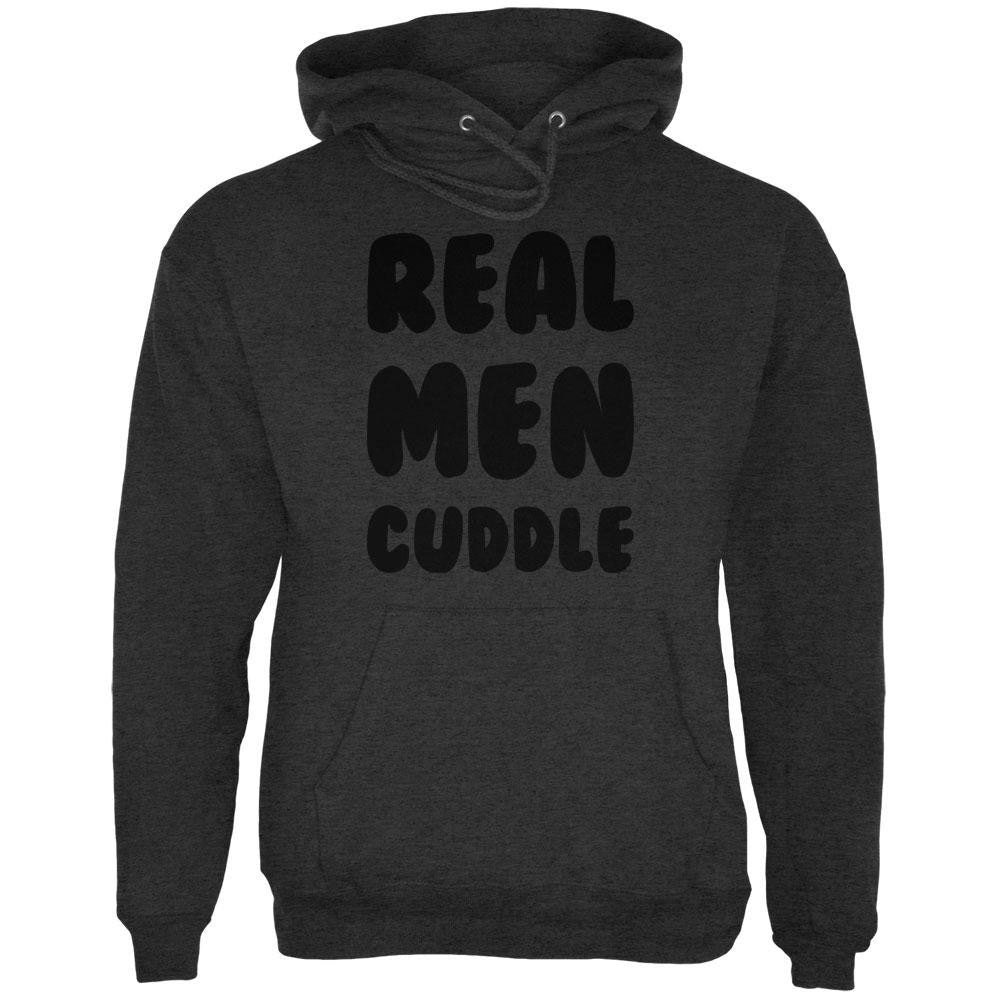 Valentine's Day Real Men Cuddle Charcoal Heather Adult Hoodie Men's Hoodies Old Glory 2XL Grey 