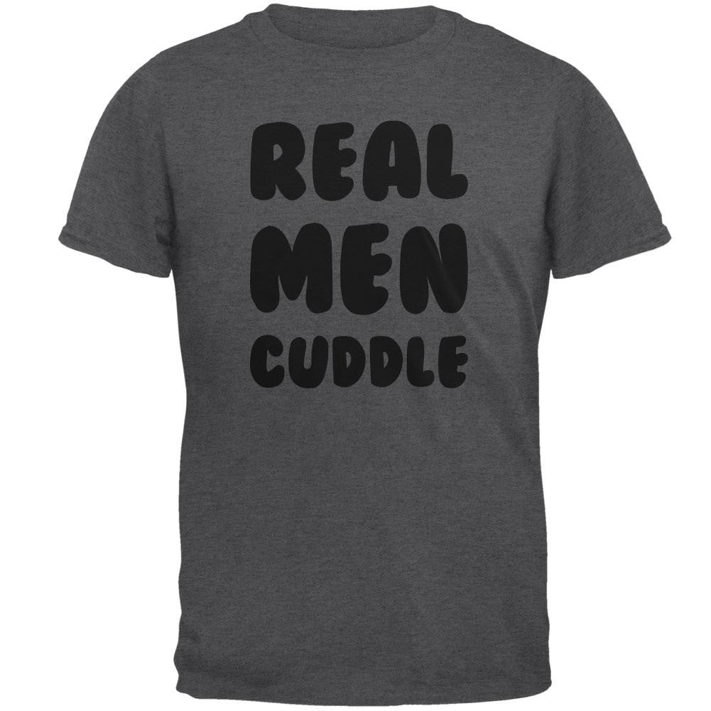 Valentine's Day Real Men Cuddle Dark Heather Adult T-Shirt Men's T-Shirts Old Glory 2XL Grey 