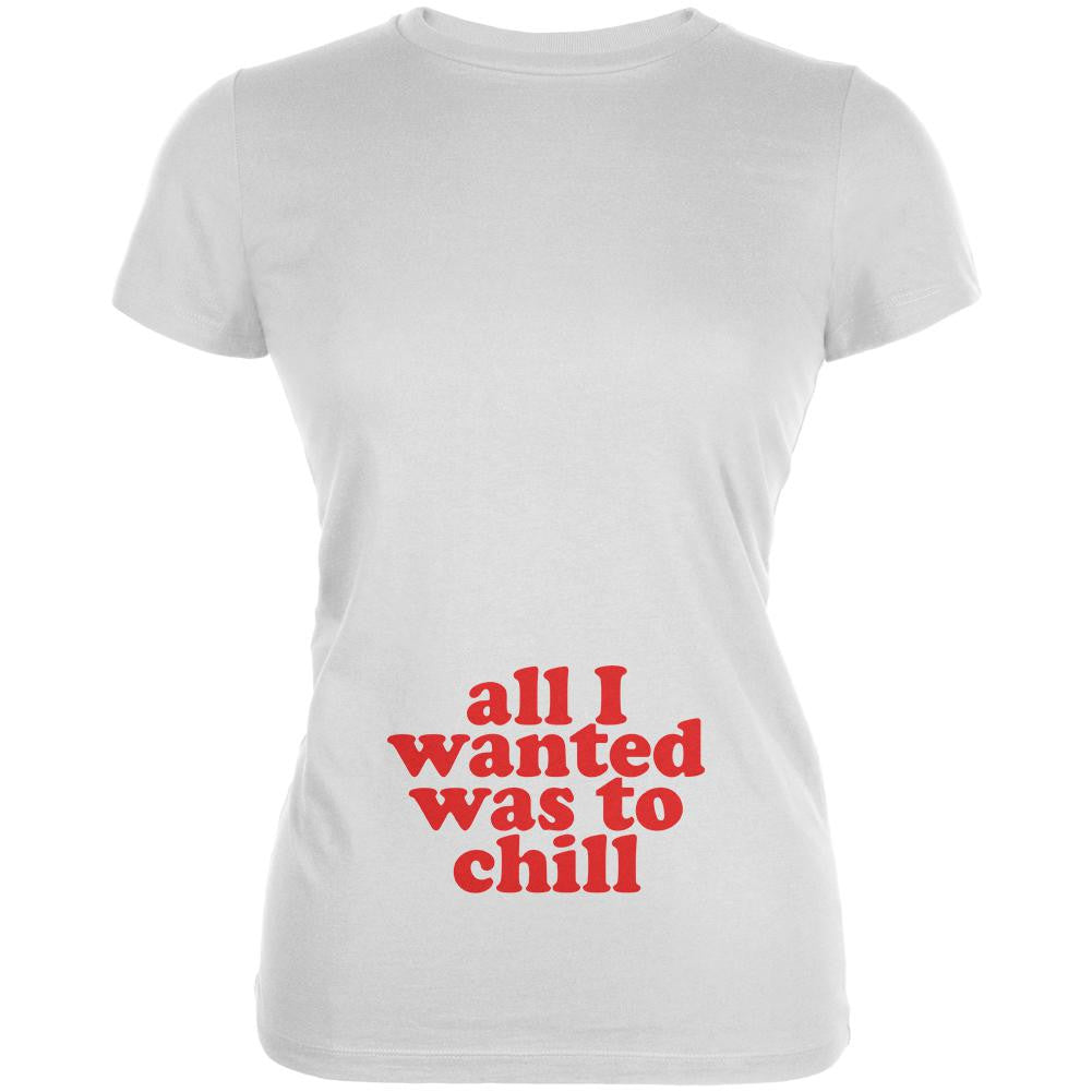 All I Wanted Chill Funny White Juniors Soft T-Shirt Juniors T-Shirts Old Glory 2XL White 