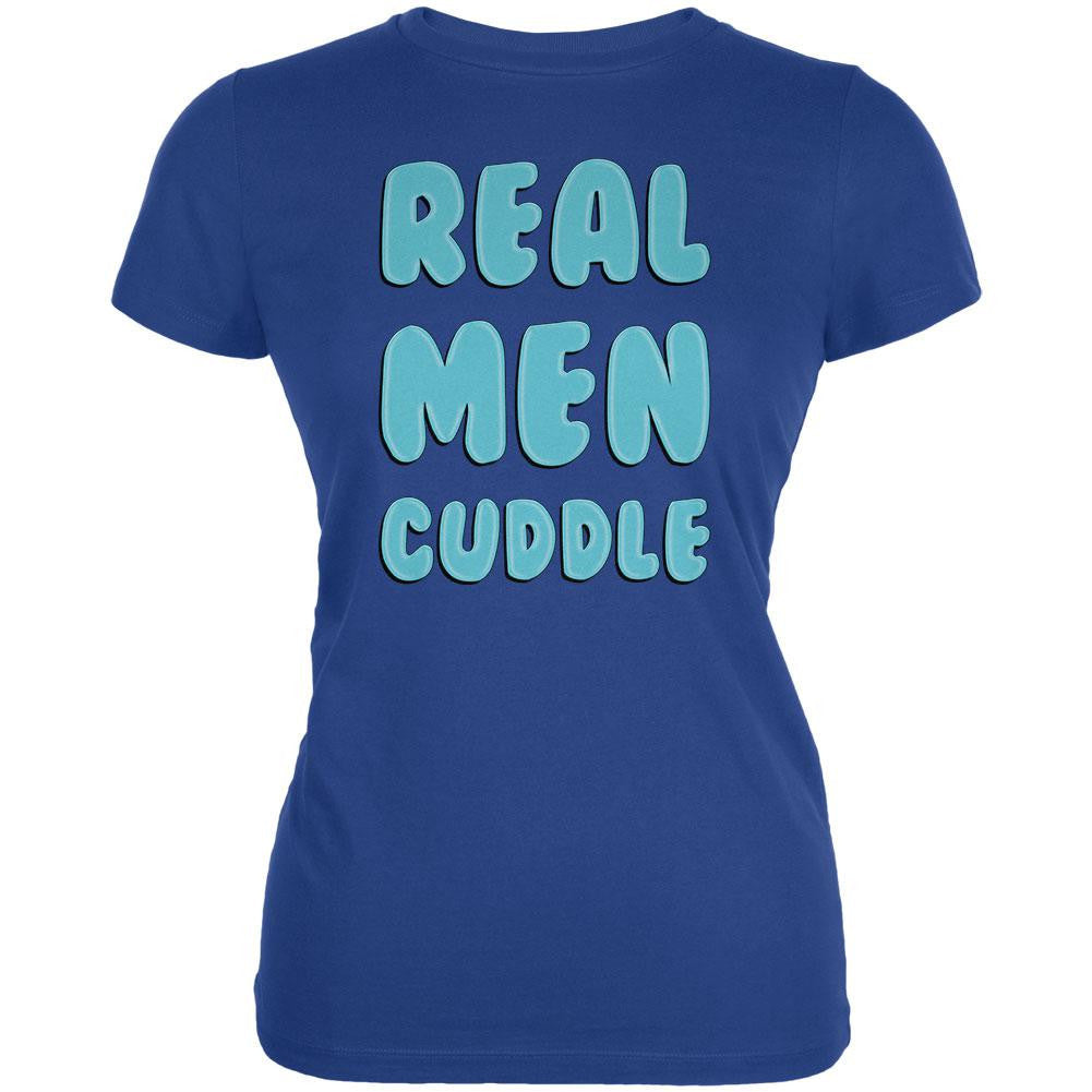 Valentine's Day Real Men Cuddle Royal Juniors Soft T-Shirt Juniors T-Shirts Old Glory 2XL Blue 