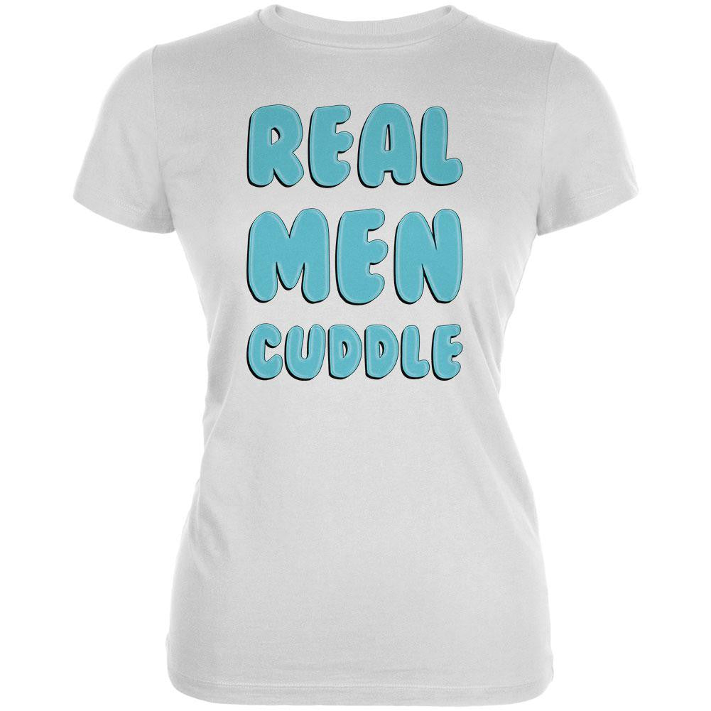 Valentine's Day Real Men Cuddle White Juniors Soft T-Shirt Juniors T-Shirts Old Glory 2XL White 