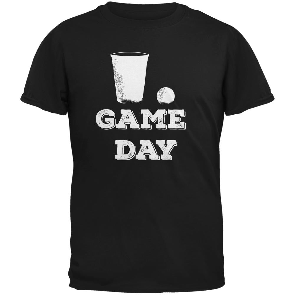 Game Day Beer Pong Black Adult T-Shirt Men's T-Shirts Old Glory SM Black 