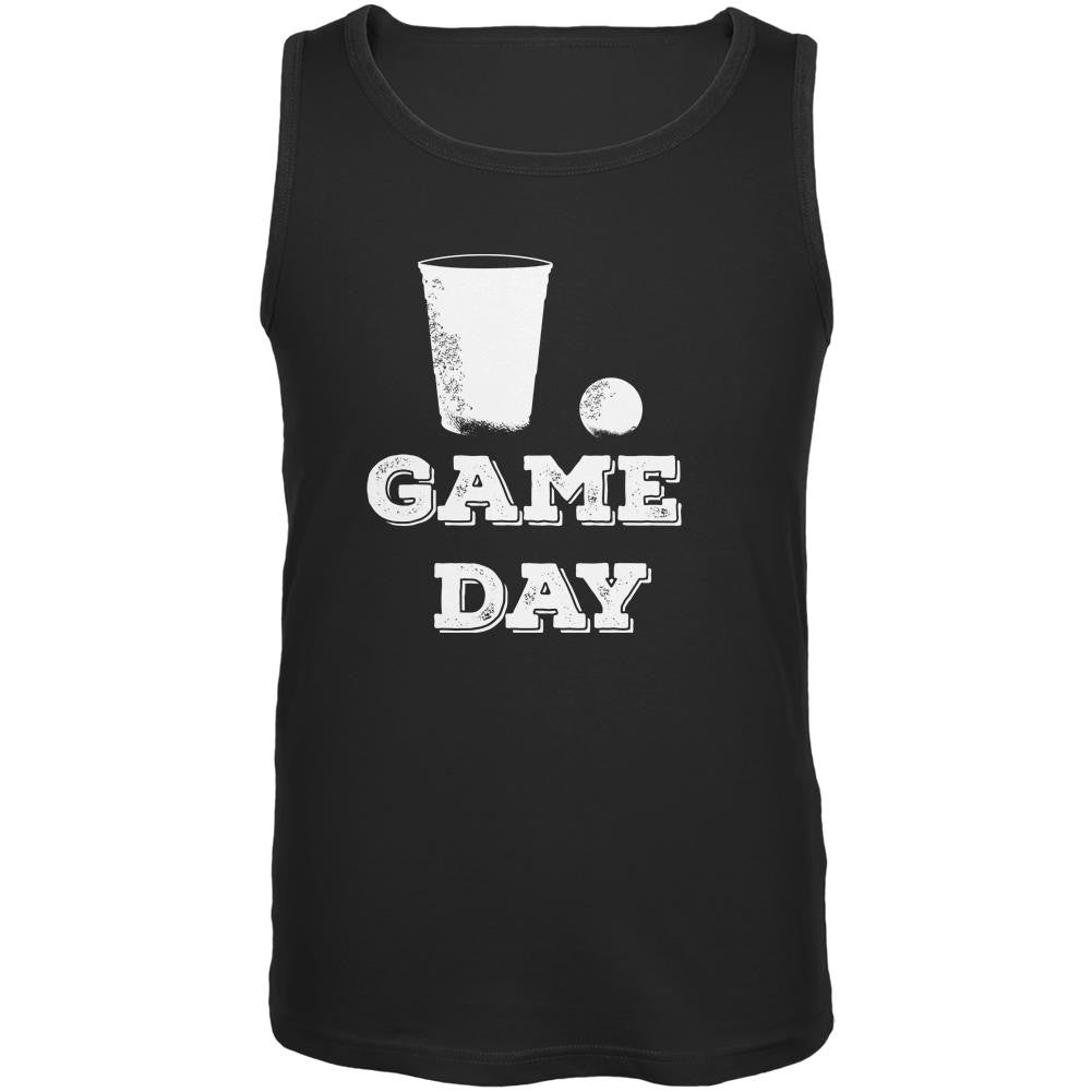 Game Day Beer Pong Black Adult Tank Top Men's Tank Tops Old Glory SM Black 