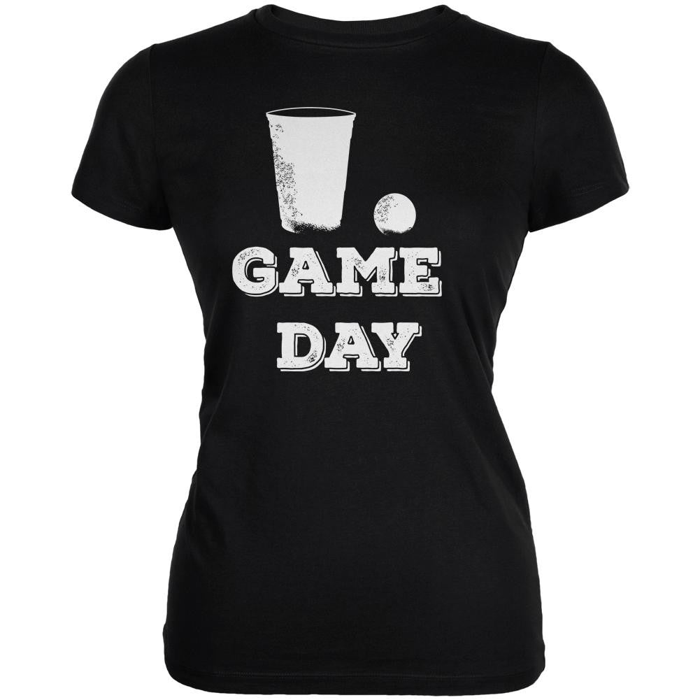 Game Day Beer Pong Black Juniors Soft T-Shirt Juniors T-Shirts Old Glory SM Black 